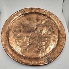Antique Johnnie Walker Hammered Copper Tray - Striding Man Scotch Whisky - Rare
