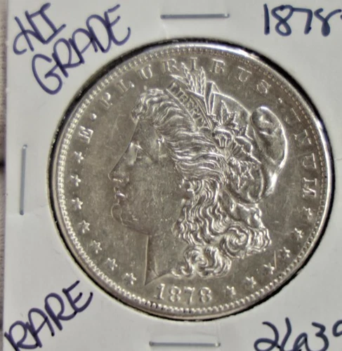 1878 S US Morgan Silver Dollar $1 AU Details Cleaned