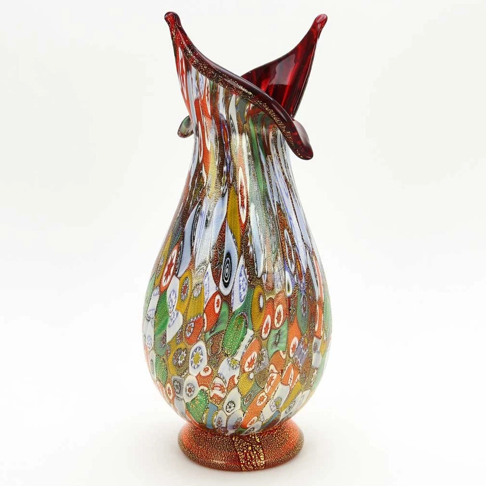 Jarrón dorado GlassOfVenice de cristal de Murano Millefiori - Flor en flor Foto 2 de 4