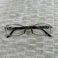 Fendi Brown Gold Rectangular Eyeglasses Wood Style Temples Italy F579 51 17 135