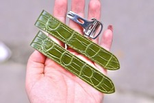 Deployment strap for Santos medium 18.5mm,or large 21mm, Handmade Olive Green