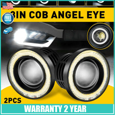 Car 2pcs White 3 Led Fog Light Lamp Projector Angel Eye Halo Ring Light 6000k