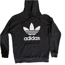 Adidas Women  s Trefoil Athletic Hoodie Sweatshirt Size S Black