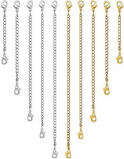 OHINGLT Necklace Extender 10Pcs Chain Extenders for Necklaces Bracelet, 14K Gold