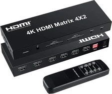 FERRISA 4x2 HDMI Matrix Switch, 4 in 2 Out Switch 4X2, black 