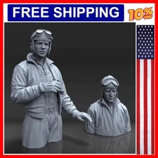 1/16 Scale Resin Bust Figure Half-Length Model Historical Military US Tank Cr...