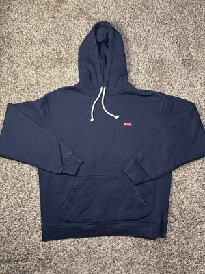 Kith Hoodie Mens Medium Navy Pullover Sweatshirt Red Box Logo 23x25x22