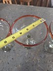 4  Mexican  Margarita or Sangria  Red & Orange Rim Hand Blown Glasses stemmed — photo 10