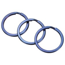 Titanium O-Ring Keychain 35mm/1.38", 3 Pcs Metal Split Rings, Blue