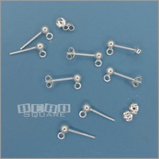 8 4 Pairs Sterling Silver 3mm Round Stud Post Earrings with open loops 33506