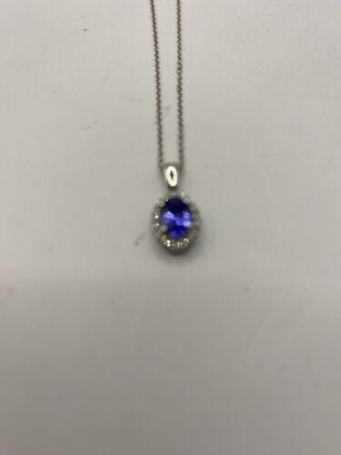 Tanzanite White Gold Pendant Neckles Pre Owned - Picture 8 of 24