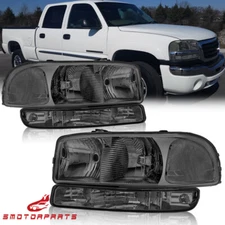 Pair Smoke Headlights For 99-06 GMC Sierra 1500 2500 00-06 Yukon XL Left & Right
