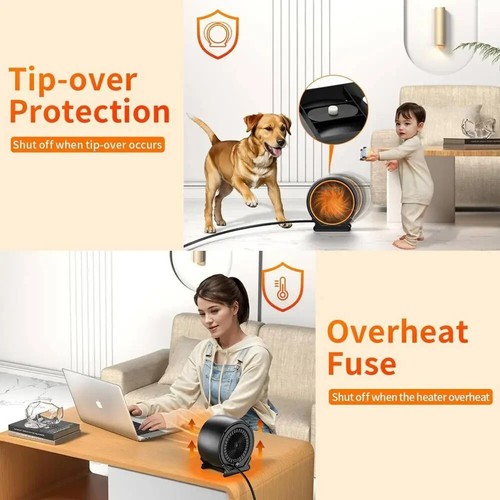 1200W Energy Saving Heater Class 2 Speed Quiet Indoor Room Electric Black X7 A - Picture 2 of 6
