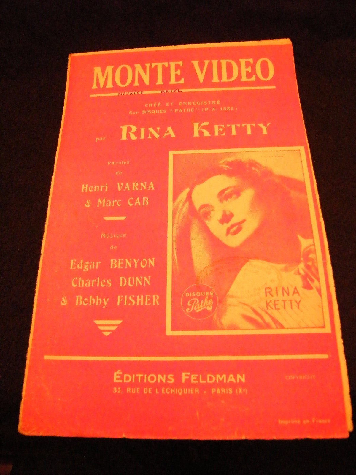 Partition Montevideo Rina Ketty Music Sheet Benyon