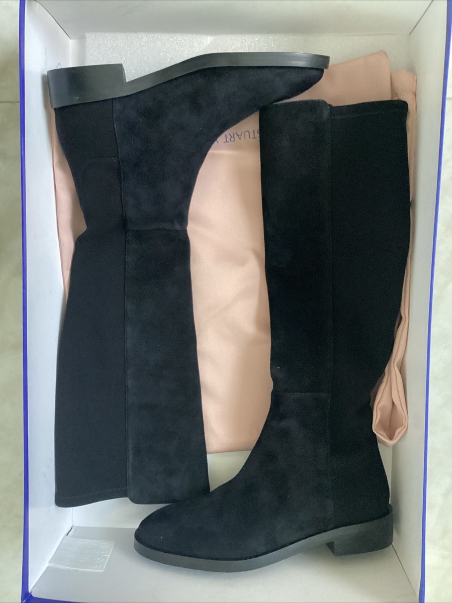 Stuart Weitzman Greer City Boot Knee High Black Suede Gabardine Size