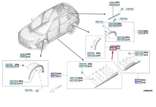 NISSAN X-TRAIL T33 MK4 Rear Left Fender Edge Molding 788616RA0A NEW GENUINE - Picture 2 of 3