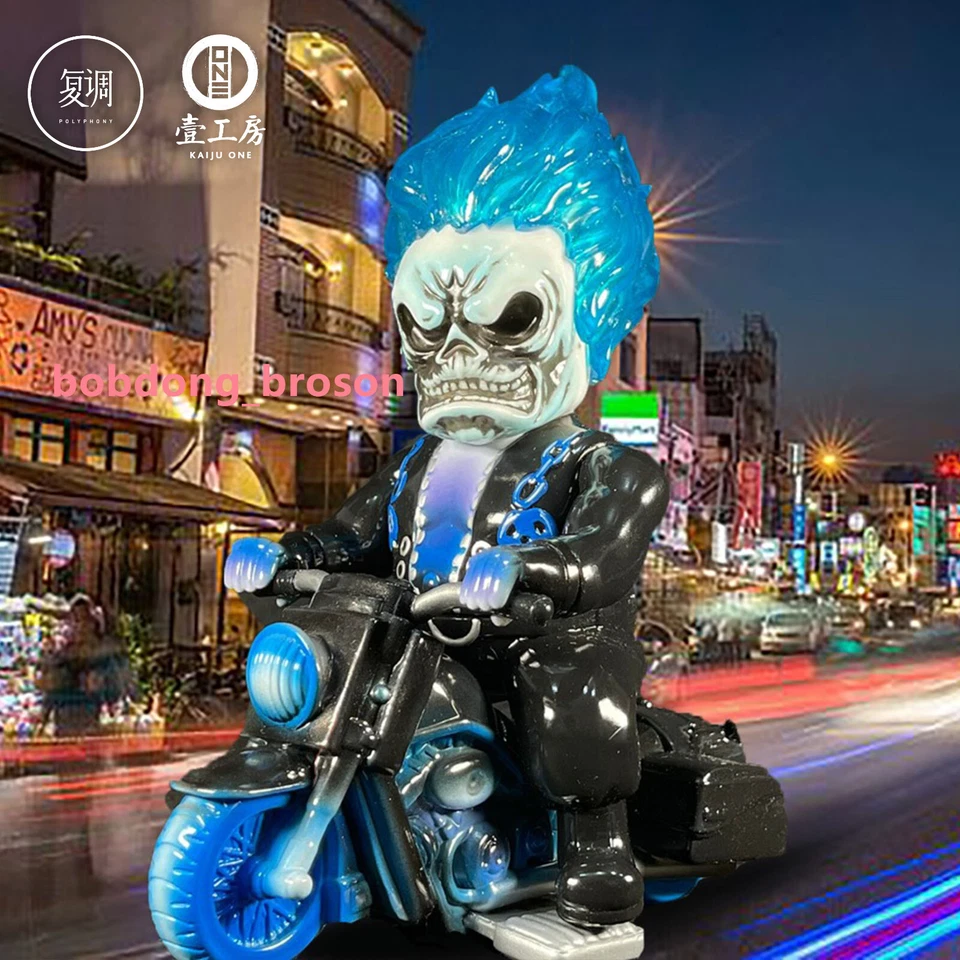 Figuras Sofubi Kaiju one Ghost Rider vinilo H16CM azul edición limitada Foto 3 de 4
