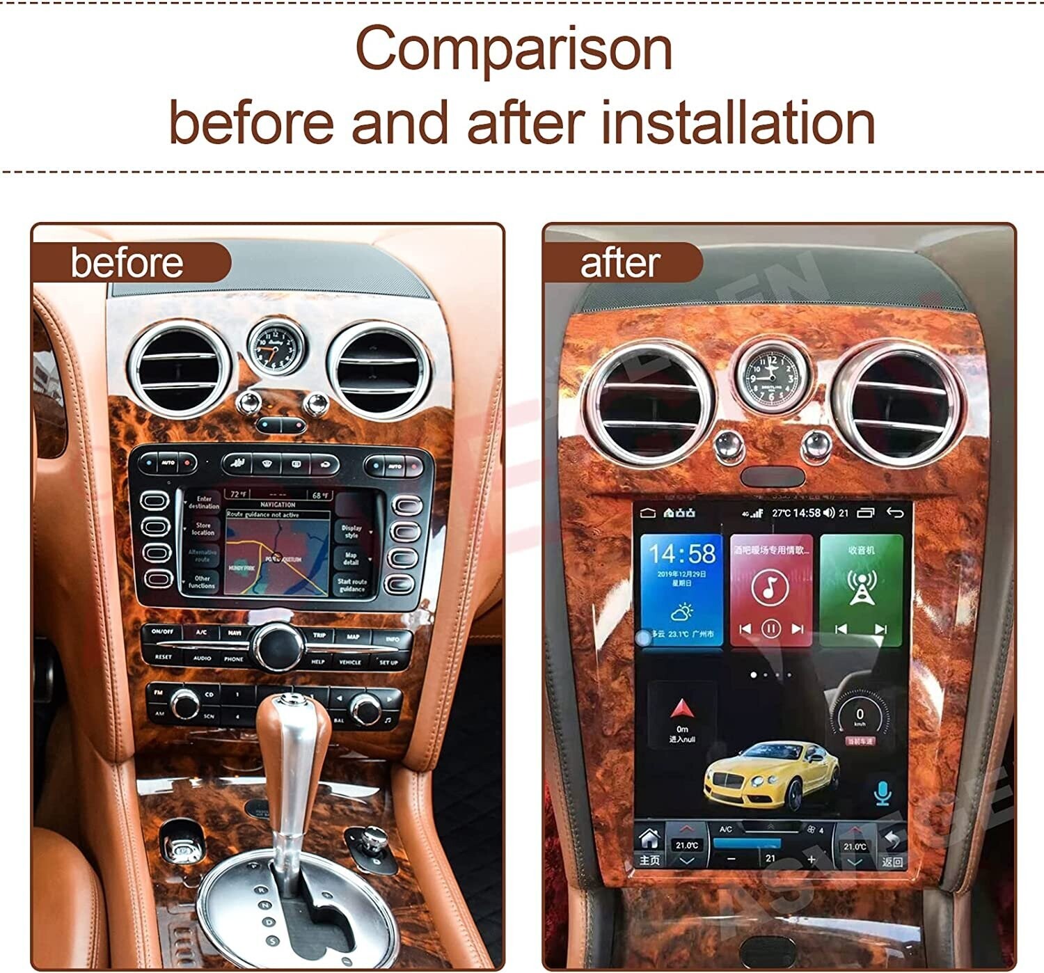 Android Radio Tesla Style screen GPS navi For Bentley Continental GT Flying Spur