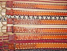 Vintage Western C M Co Tooled Embossed Leather Belts 6 pc Size 28 NEW