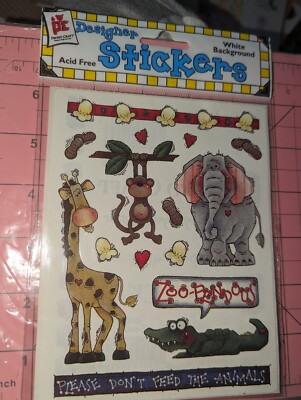 Vintage Provo Craft Designer Stickers Zoo Please Don't Feed The Animals 2 Sheets