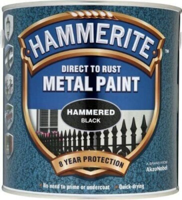 Hammerite gehämmert direkt auf Rost Metallfarbe schnelltrocknend schwarz 2,5L