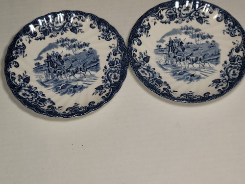 Vintage JOHNSON BROS Coaching Scenes Saucers plates Made in England lot of 2 - Picture 2 of 5