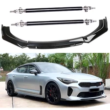 Gloss Black Front Bumper Lip Splitter Spoiler Kit + Strut Rods For KIA Stinger