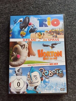 Rio + Horton hört ein Hu! + Robots (3 Filme auf 3 DVDs) gut - akzeptabel !