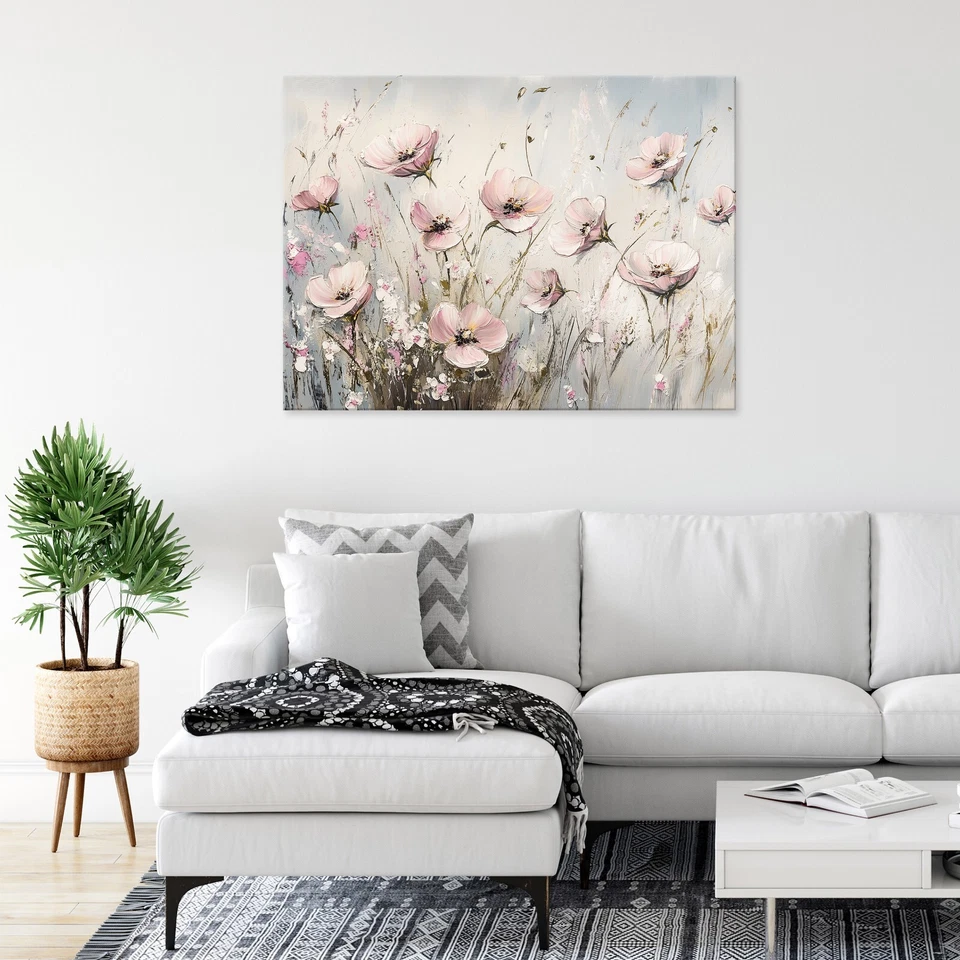 Leinwand Bilder Blumen Abstrakt Beige Wandbilder Groß Leinwandbild XXL Bilder - Bild 2 von 4
