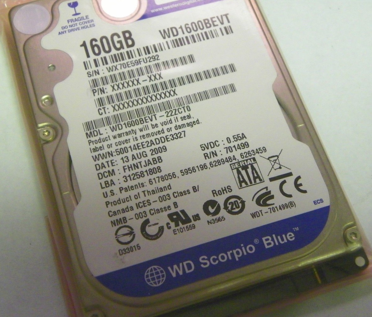 Western Digital WD1600BEVT-22ZCT0 - 160GB·2.5