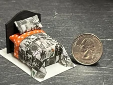 Dollhouse Miniature Bed Black A 1:48 Quarter inch scale 1/4 F183 Dollys Gallery