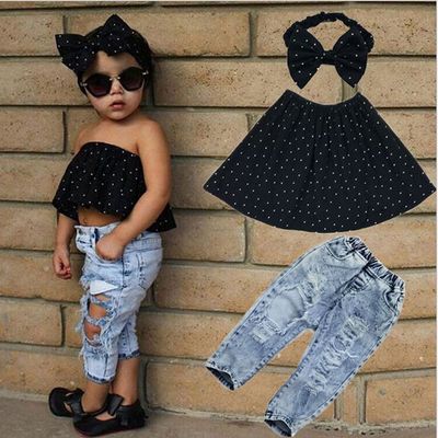 3pcs Toddler Baby Girls Off Shoulder 