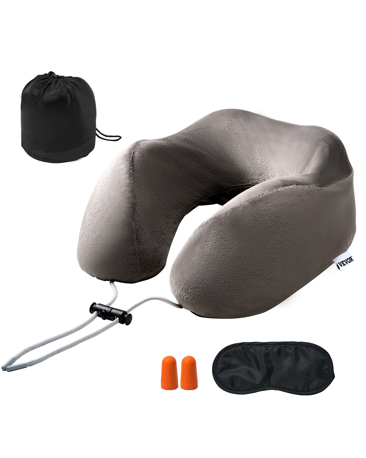 Upgraded Memory Foam U-Shaped Travel Neck Pillow in Dark Gray-image