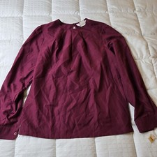 Vtg Lerner Dress Top USA Made Keyhole Red Shirt Women's Size 10