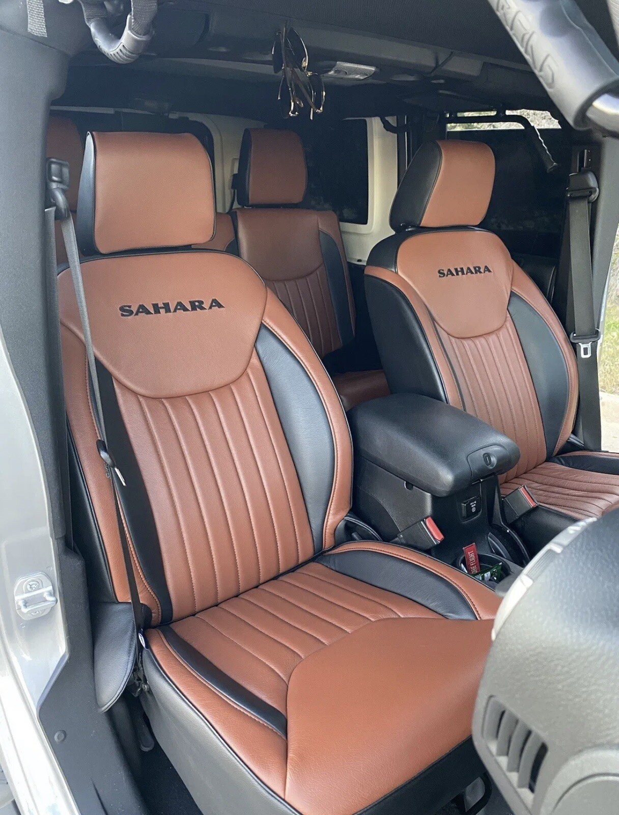 Katzkin Black & Cognac Leather Seat Covers for 201318 Jeep Wrangler