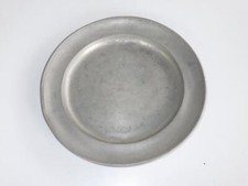 ANTIQUE PEWTER PLATE 1864 ENGRAVED + UNKNOWN MAKER MARKS 3 LADY LADIES
