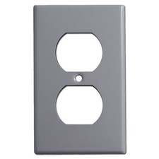 2 pc lot Standard Duplex Receptacle 1-Gang Wall Plate Cover GRAY Lexan Plastic