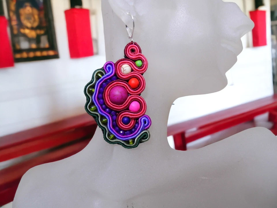 Ohrringe Technik soutache Kunsthandwerk  - Bild 3 von 4