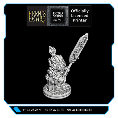 3D-gedrucktes Fuzzy Space Warrior Modell für Sci Fi Tabletop RPG Starfinder
