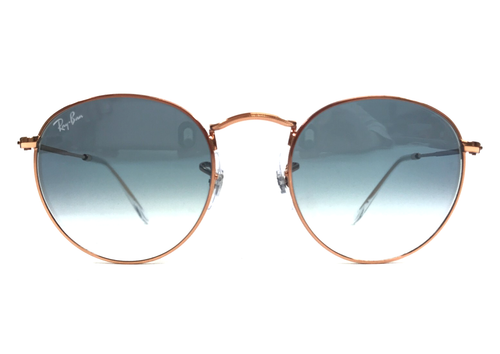 Ray-Ban Sunglasses RB3447 ROUND METAL 9202/3F Rose Gold w/ Blue Gradient Lenses - Picture 2 of 14