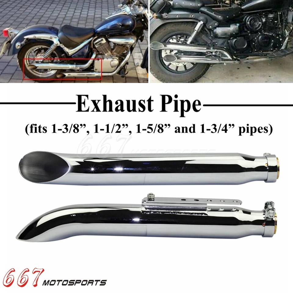 Tubos silenciadores de escape universales para Suzuki VL 125 800 1500 Intruder Café Racer Foto 2 de 4