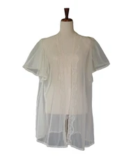 Vtg Val Mode Lace Sheer Lingerie Kimono Robe S Peignoir Gown Bridal Coquette