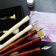 Pen Nibs 5Pcs Calligraphy Writing Cartoon Comic Drawing Dip Wood Holder Supplies