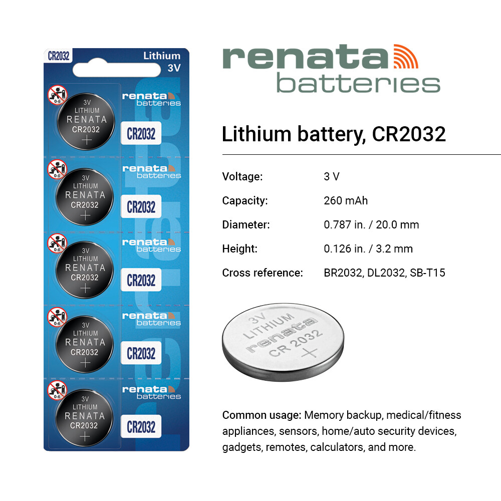 Renata CR2032 3V Lithium Coin Cells 2032 Battery (10 Count) Tracking