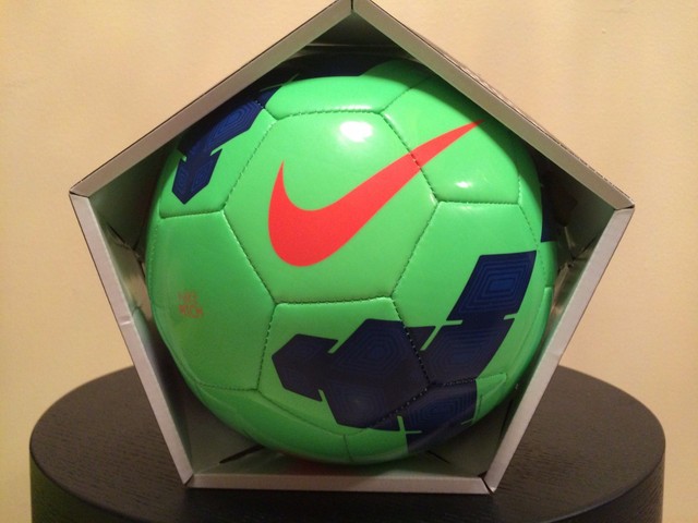 SOCCER BALL-NIKE PITCH-SIZE 4-REPLICA BALL-GREEN / BLUE IN COLOR-NEW-IN ...