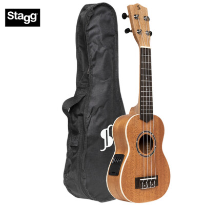 Stagg US-30 E Sapele Top Soprano Acoustic Electric Ukulele with Gig Bag
