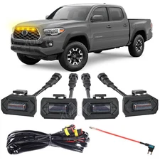 4pcs Raptor Style Smoked Amber Grille Light LED DRL For Toyota Tacoma TRD 20-23