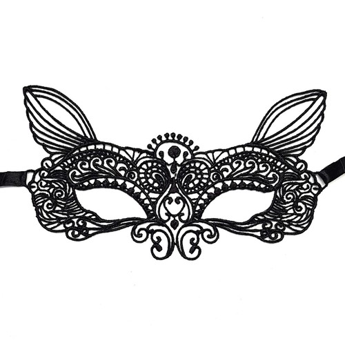 HALLOWEEN MASQUERADE LACE MASK Butterfly Cat Fox Party Costume Colour Black Blue - Picture 18 of 30