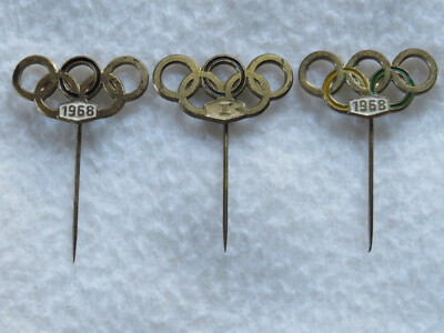 DDR - 3 x Anstecknadel - Olympische Spiele 1968 in Mexico