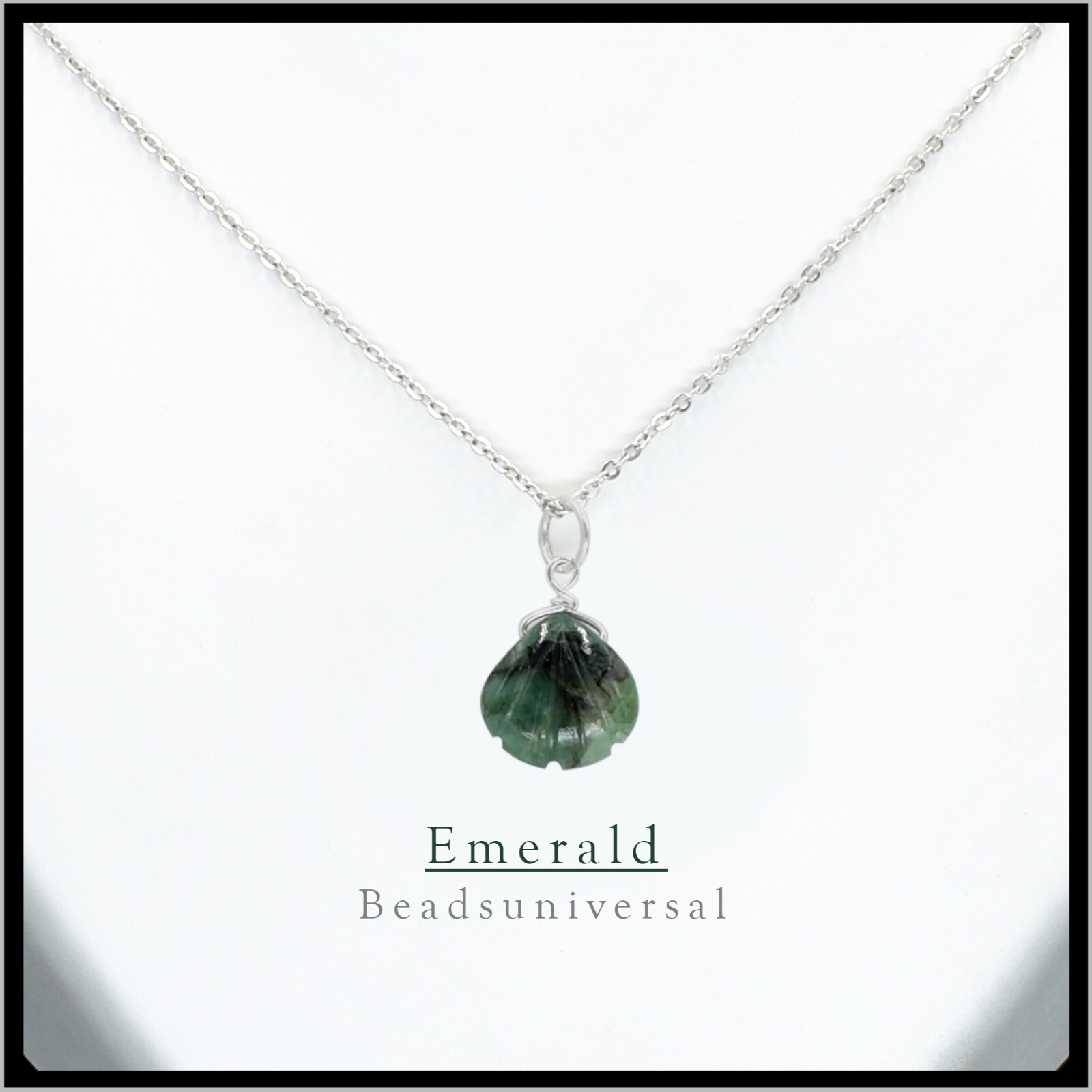 Verde Natural Esmeralda Colgante 925 Cadena Plata Ley Collar para Mujer & Hombre